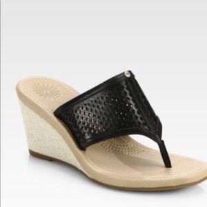 🌟Ugg- Black Leather “Solena” Wedge Heels (Size 8)